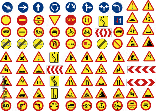 signs or traffic symbols in construction