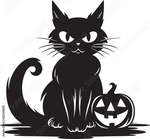 Canvas Print Cat and pumpkin