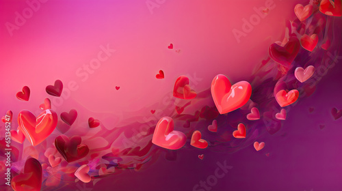 Beautiful abstract wallpaper, background with hearts, balloons, confetti, good for Valentine's Day, Mother's day, celebration, party Generative AI
