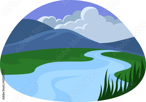 Beautiful green landsacpe  illustration  vector on a white background.