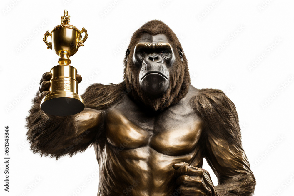 big gorilla with a trophy