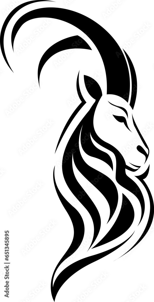 Ram head tattoo, tattoo illustration, vector on a white background. Ram head tattoo, tattoo illustration, vector on a white background.