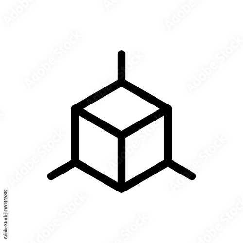 cube icon symbol with three lines, cube on the wall icon