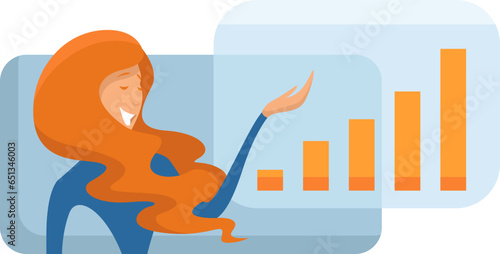 Woman with statistics  illustration  vector on a white background.