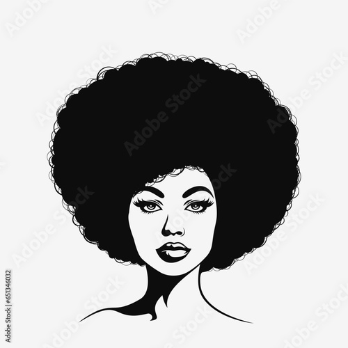 African American Woman portrait. Girl with afro hairstyle. Vector illustration