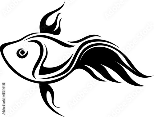 Goldfish tattoo, tattoo illustration, vector on a white background.