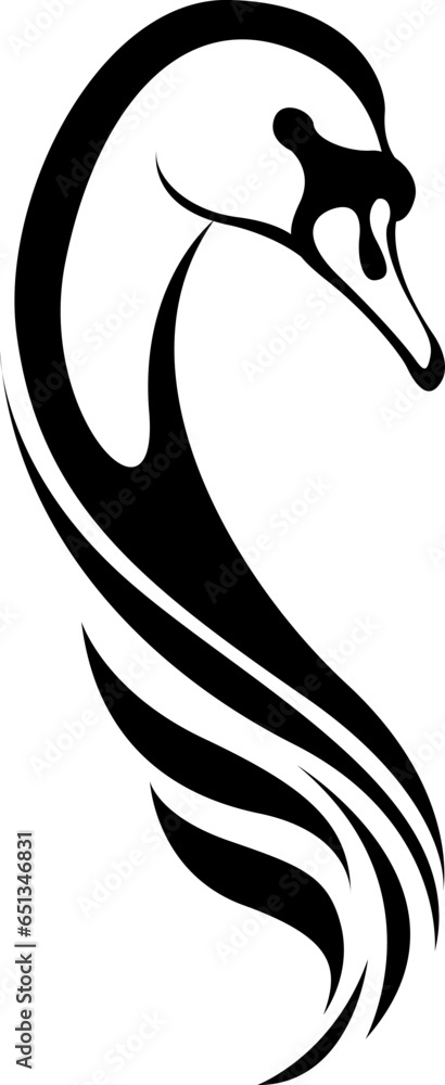 Swan head tattoo , illustration, vector on a white background. Swan head tattoo , illustration, vector on a white background.