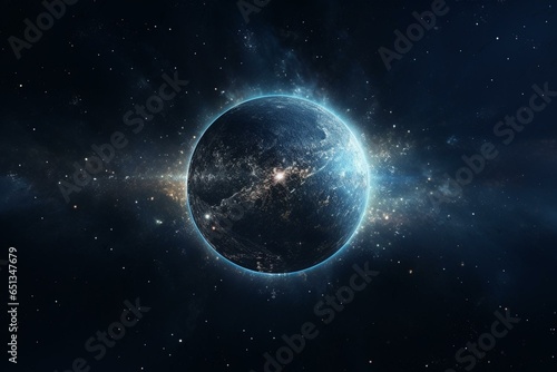 A captivating image of a celestial sphere surrounded by a dazzling expanse of stars. Generative AI