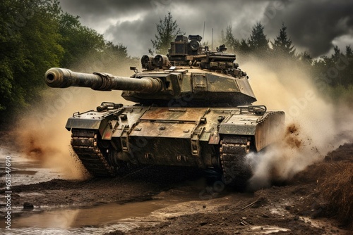 UK military exercises featuring a formidable Challenger 2 tank. Generative AI