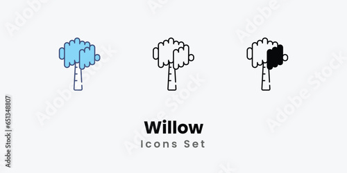 Willow icons set plant icon indoor plant nature green plant stock illustration