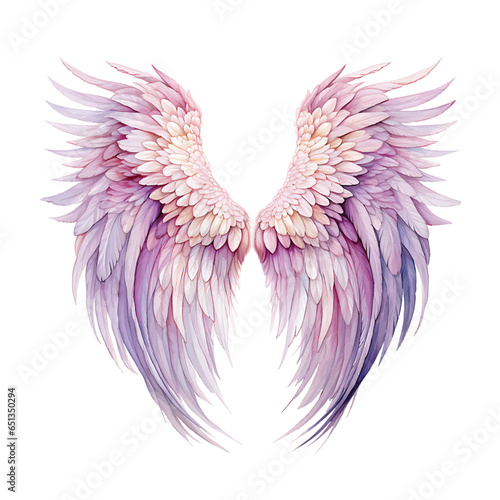 Watercolor pink angel wings