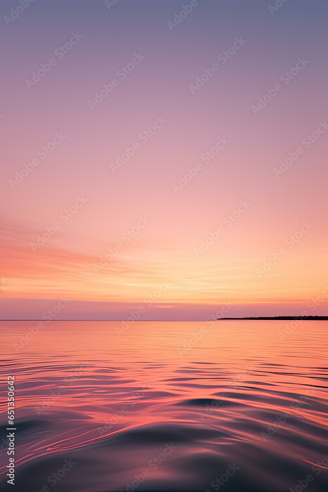 Vertical shot of a body of water with pink sky during sunset