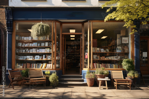 Fototapeta Naklejka Na Ścianę i Meble -  A small bookshop promoting reading and community engagement. Generative Ai.