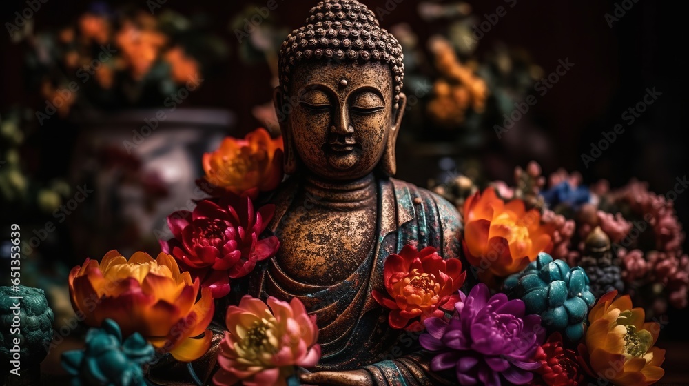 Buddha  statuette. Buddhism religion concept. - obrazy, fototapety, plakaty 