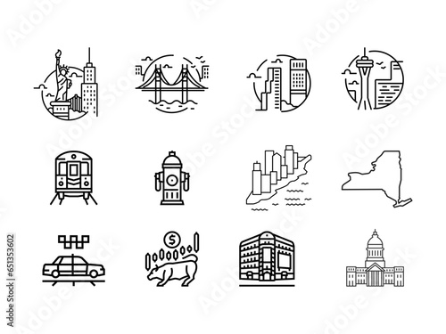 Vector set of New York city icons
