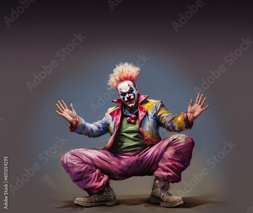 weird clown. Stranger, funny. Character. Concept.