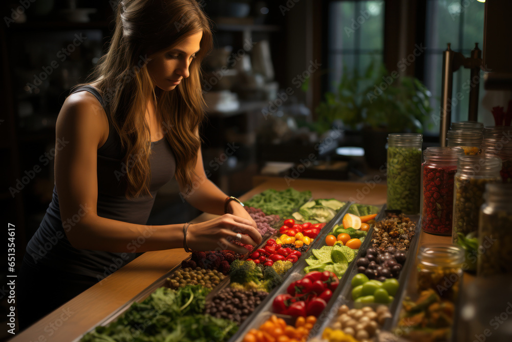 A holistic nutritionist creating a balanced meal plan, emphasizing the role of diet in holistic health. Generative Ai.