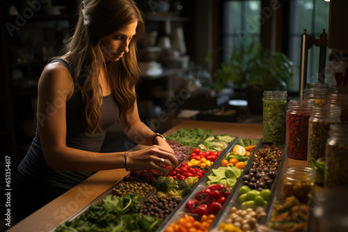 A holistic nutritionist creating a balanced meal plan, emphasizing the role of diet in holistic health. Generative Ai.