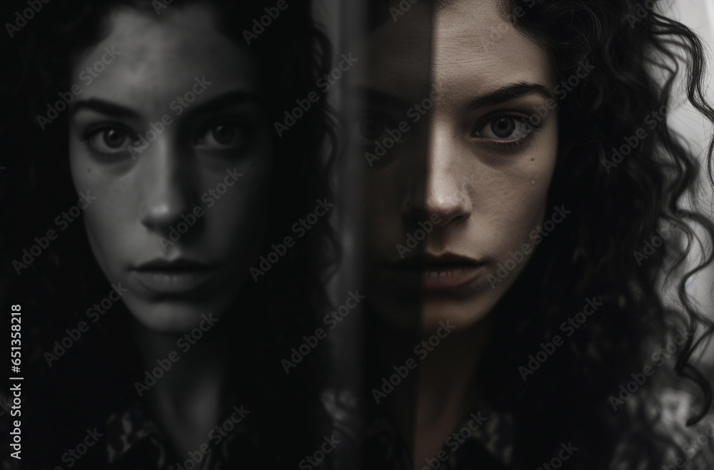 abstract portrait with mirrors, female abstract portrait with mirrors, female