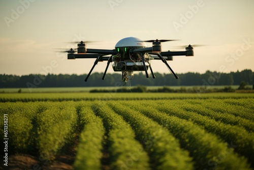 Cutting-edge drone fertilizes farmland efficiently. Generative AI