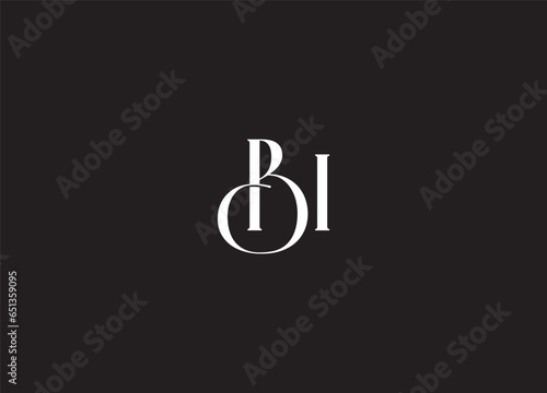 BI  initial handwriting letter logo design and monogram logo