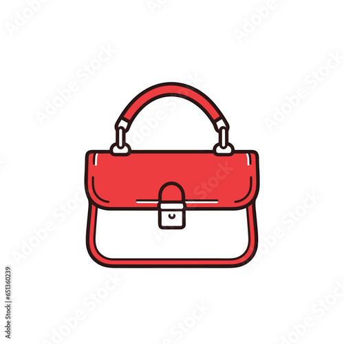 Leather Bag vector icon in minimalistic, black and red line work, japan web