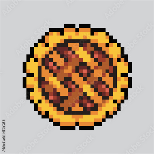 Pixel art illustration Pie. Pixelated Pie. Autumn Fall Pie cake icon pixelated
for the pixel art game and icon for website and video game. old school retro.
