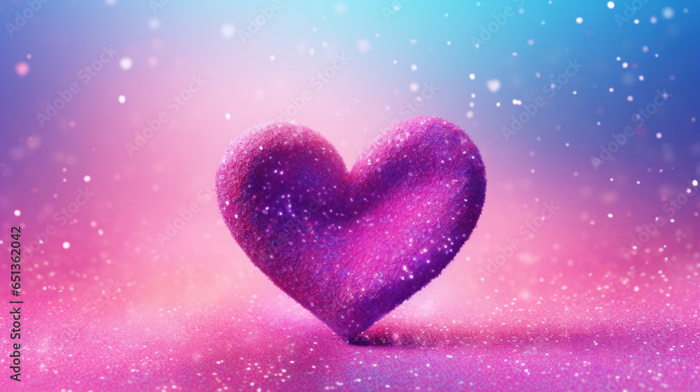 Glitter purple heart on a glitter background