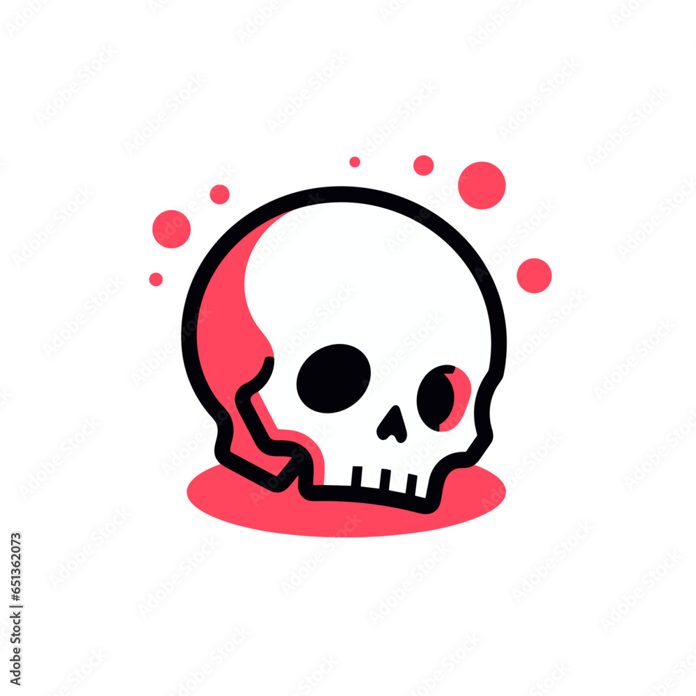 Losing skull vector icon in minimalistic, black and red line work, japan web Losing skull vector icon in minimalistic, black and red line work, japan web