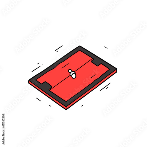 Trap Door vector icon in minimalistic, black and red line work, japan web