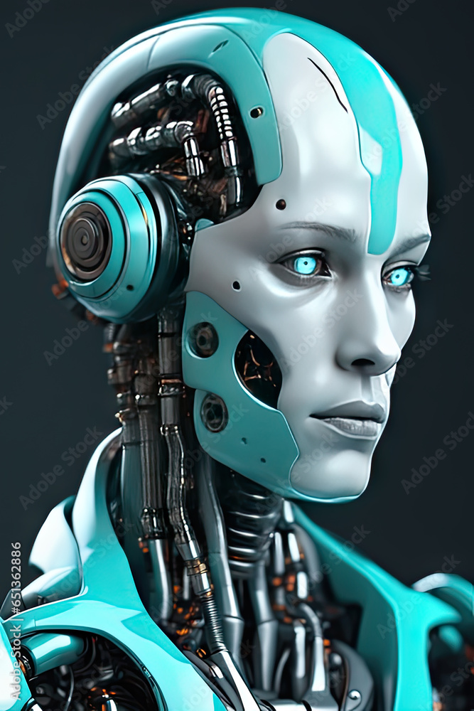 Anthropomorphic robot indoors Anthropomorphic robot indoors