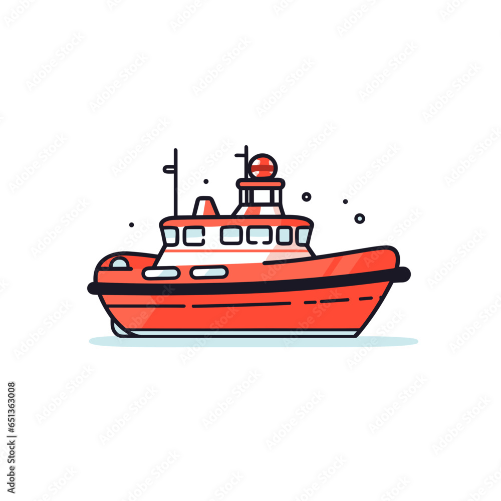 Snorkeling Boat vector icon in minimalistic, black and red line work, japan web Snorkeling Boat vector icon in minimalistic, black and red line work, japan web
