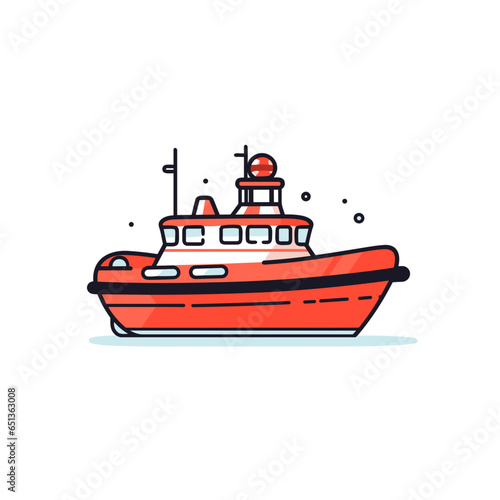 Snorkeling Boat vector icon in minimalistic, black and red line work, japan web © Aaliyah
