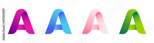 Letter A logo in four different colors, smoothly transitioning in a gradient. A vibrant and stylish design. Vector illustration symbol.