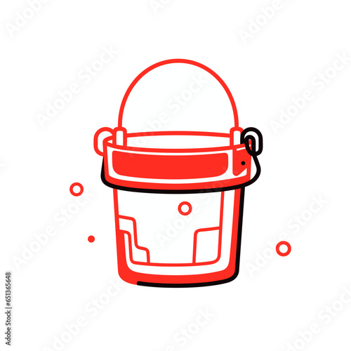 Bait Bucket vector icon in minimalistic, black and red line work, japan web