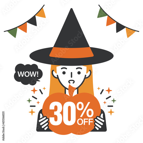 魔女の仮装をする女性・30%OFF