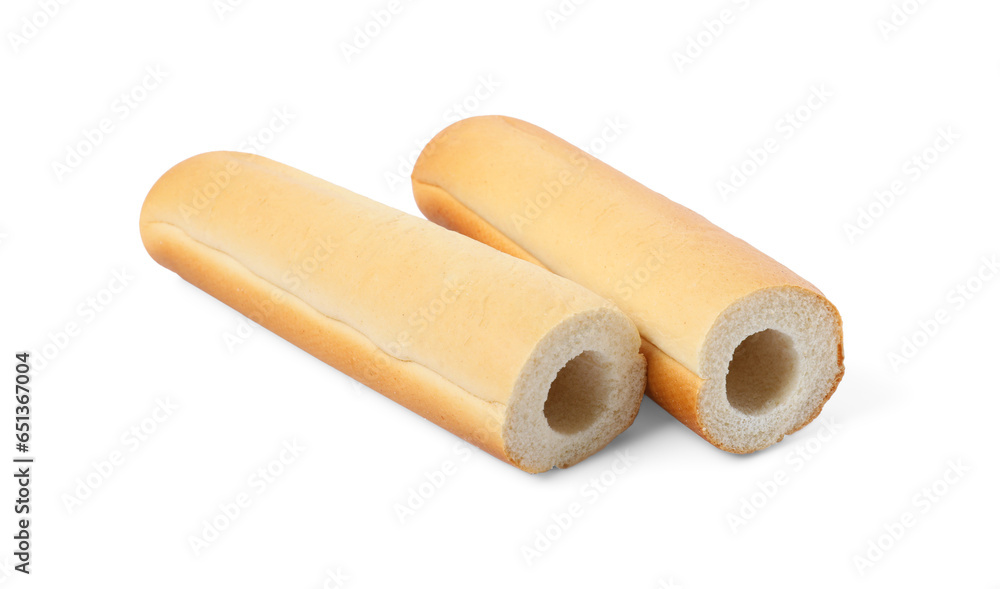 Fototapeta premium Fresh hot dog buns isolated on white