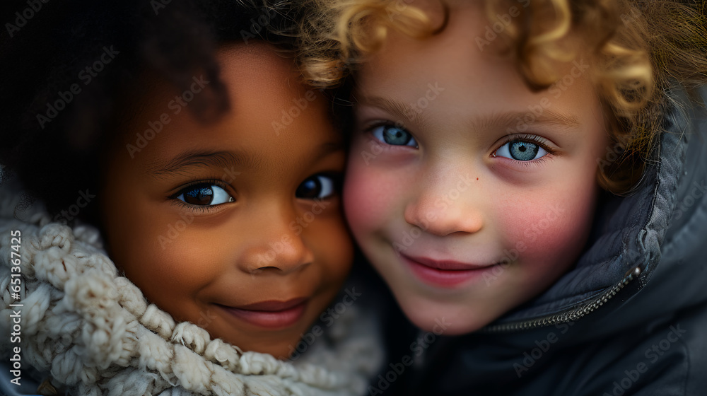 a child comforting a friend with a warm embrace, their empathy and support showcasing the essence of true friendship during challenging times. a child comforting a friend with a warm embrace, their empathy and support showcasing the essence of true friendship during challenging times.