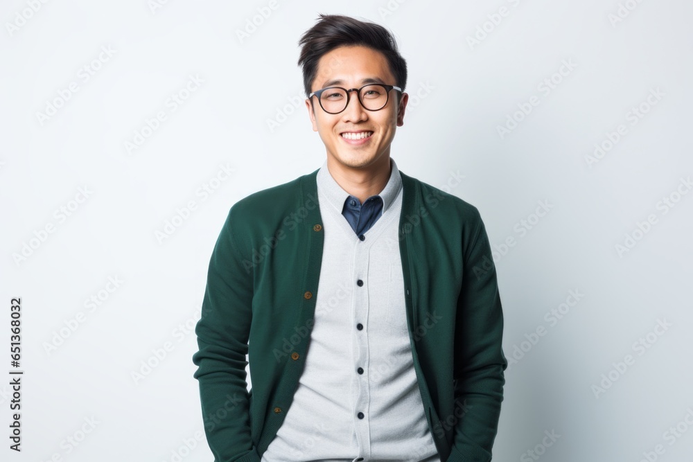 Lifestyle portrait photography of a Vietnamese man in his 20s against a white background Lifestyle portrait photography of a Vietnamese man in his 20s against a white background