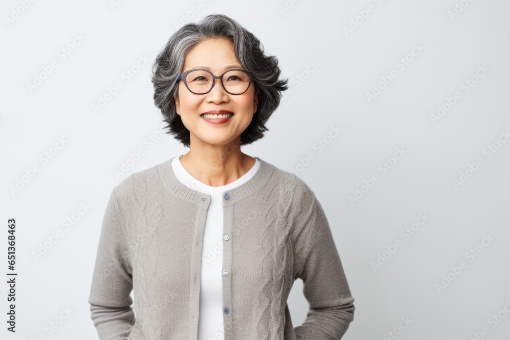 Group portrait photography of a Vietnamese woman in her 50s against a white background Group portrait photography of a Vietnamese woman in her 50s against a white background
