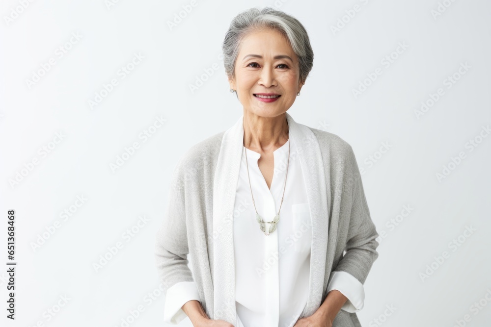 Group portrait photography of a Vietnamese woman in her 50s against a white background Group portrait photography of a Vietnamese woman in her 50s against a white background