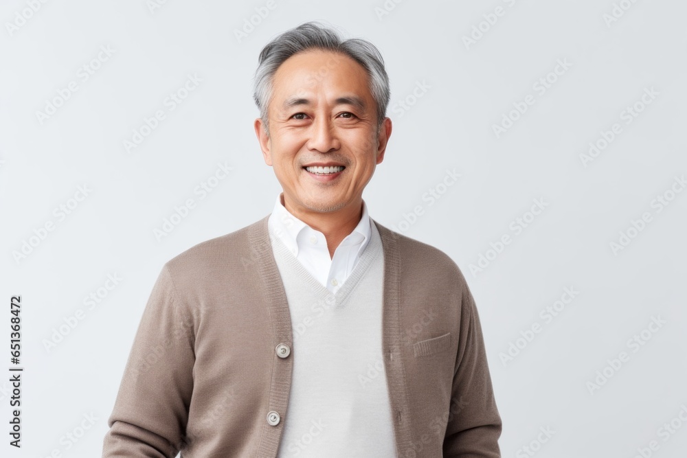 Medium shot portrait photography of a Vietnamese man in his 50s against a white background Medium shot portrait photography of a Vietnamese man in his 50s against a white background