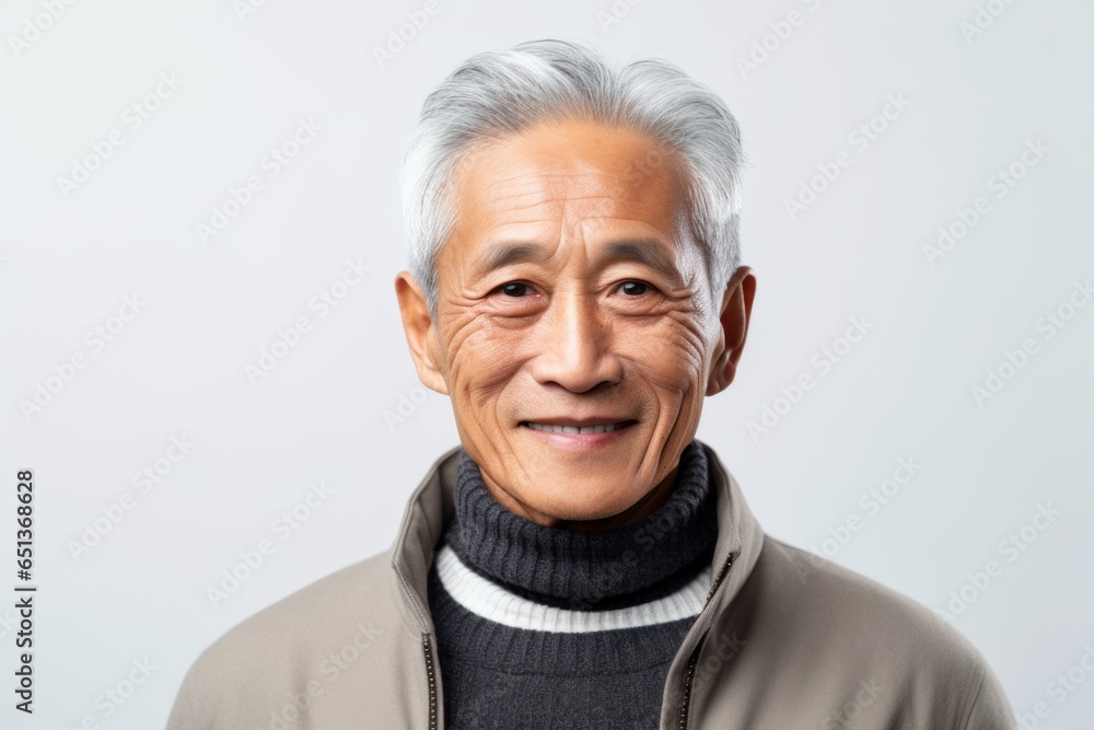 Medium shot portrait photography of a Vietnamese man in his 70s against a white background Medium shot portrait photography of a Vietnamese man in his 70s against a white background