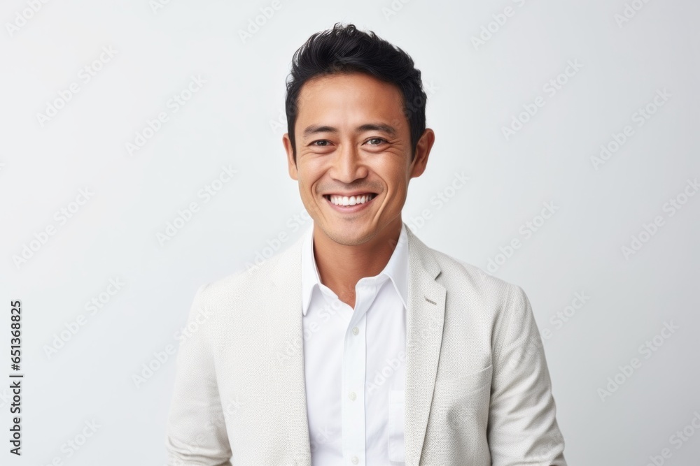 Medium shot portrait photography of a Peruvian man in his 30s against a white background Medium shot portrait photography of a Peruvian man in his 30s against a white background
