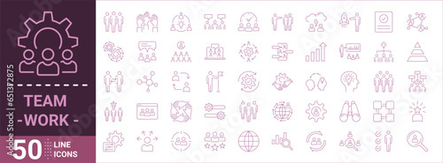 Teamwork line icon collection eps10 - Vector