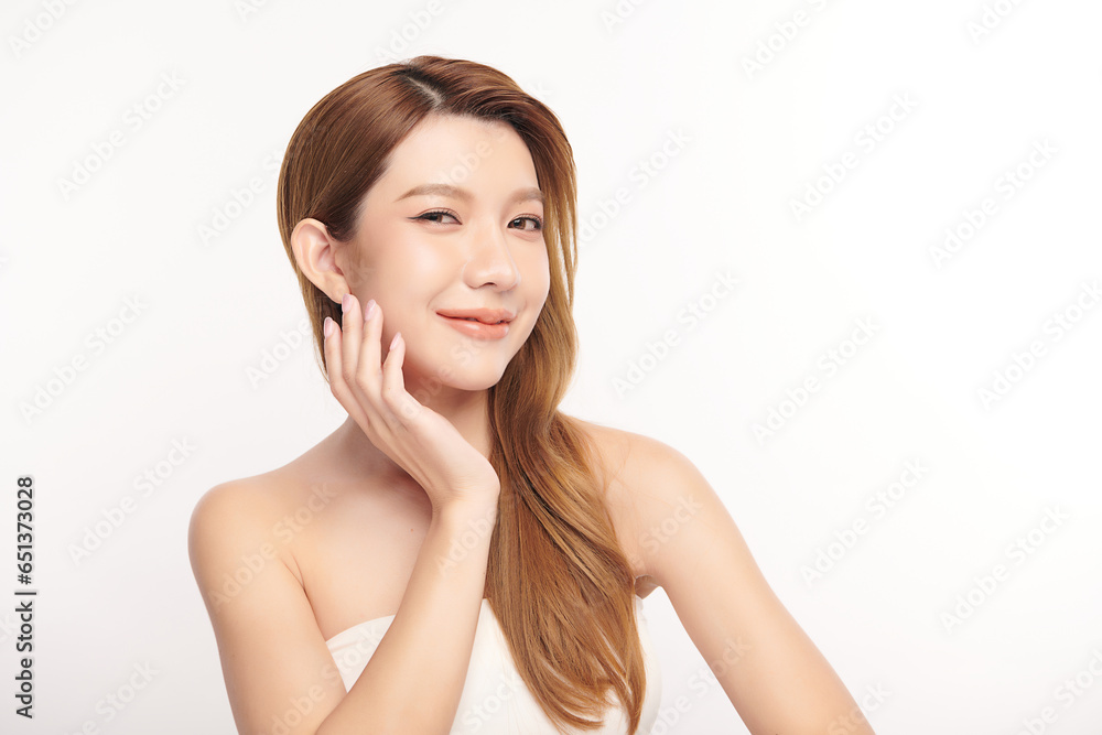 Beautiful young asian woman with clean fresh skin on white background, Face care, Facial treatment, Cosmetology, beauty and spa, Asian women portrait. Beautiful young asian woman with clean fresh skin on white background, Face care, Facial treatment, Cosmetology, beauty and spa, Asian women portrait.