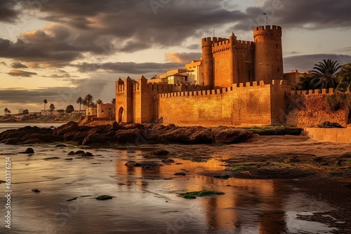 Medieval castle in Rabat, Morocco's historic Kasbah of the Udayas within the bustling Medina. Generative AI photo