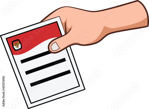 Hand holding ballot paper for voting and election concept, president and legislative parliament Election. Vector illustration of Pemilu Indonesia.