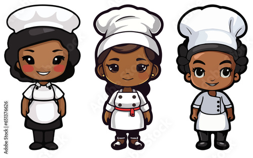 Cartoon Vector Characters: Black Female Chefs