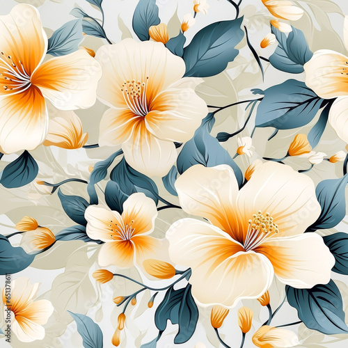 Seamless pattern Allamanda flower minimalistic design  AI generated